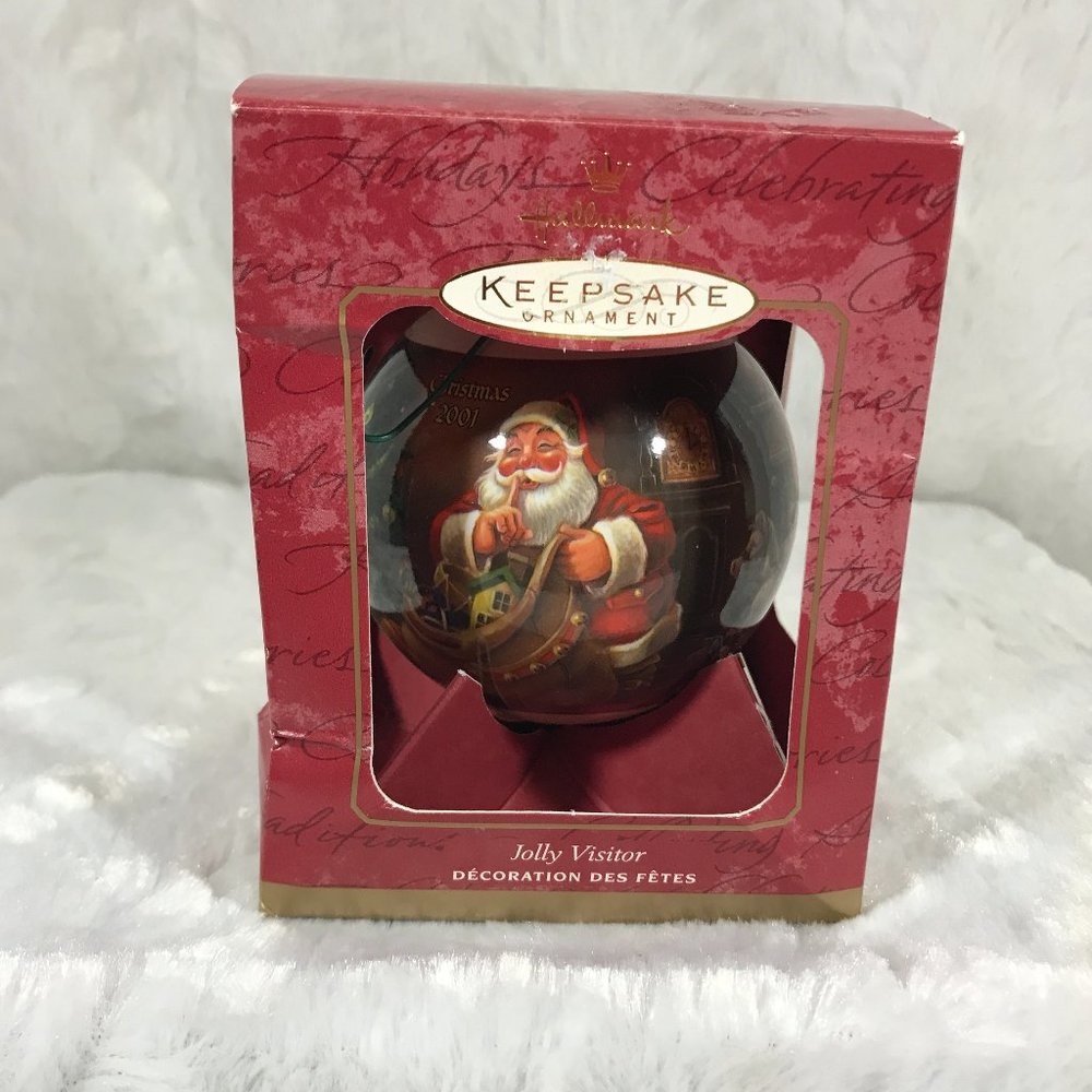 Hallmark Jolly Visitor Glass Ball - 2001 Keepsake